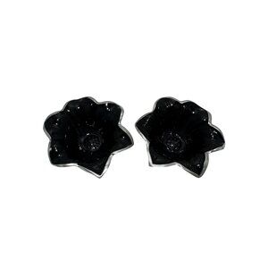 NEW Julia Knight Flowers Lily 5" Black Caviar Bowls Enamel Aluminum Signed